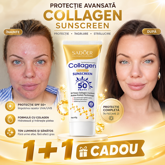 SPF 50+ Cremă de protecție solară cu colagen 1+1 GRATIS
